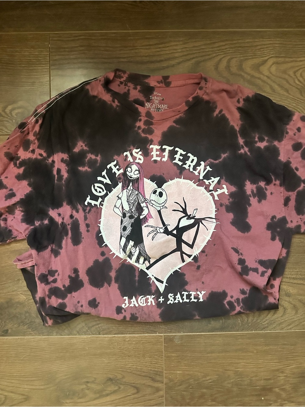The Nightmare Before Christmas Jack & Sally Tie-Dye Tee - Pink & Black